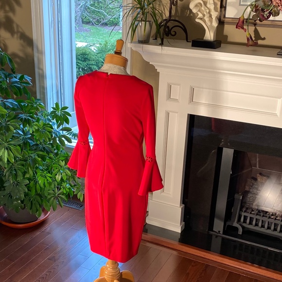 NWOT - CALVIN KLEIN BELL SLEEVE SHEATH DRESS - Picture 3 of 11